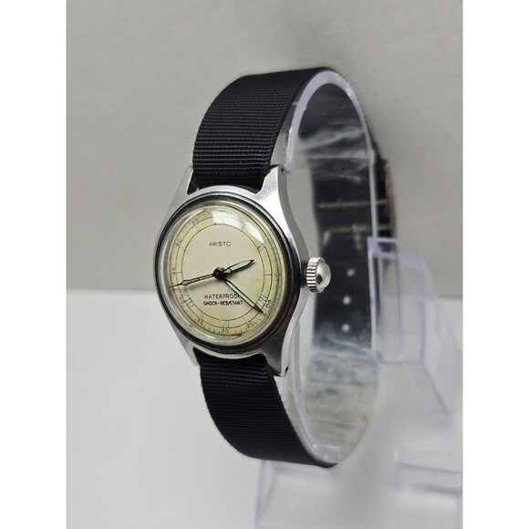 Vintage Aristo 29mm Military Field Style 17J Manual Wind Watch Silver Tone Works main image 5